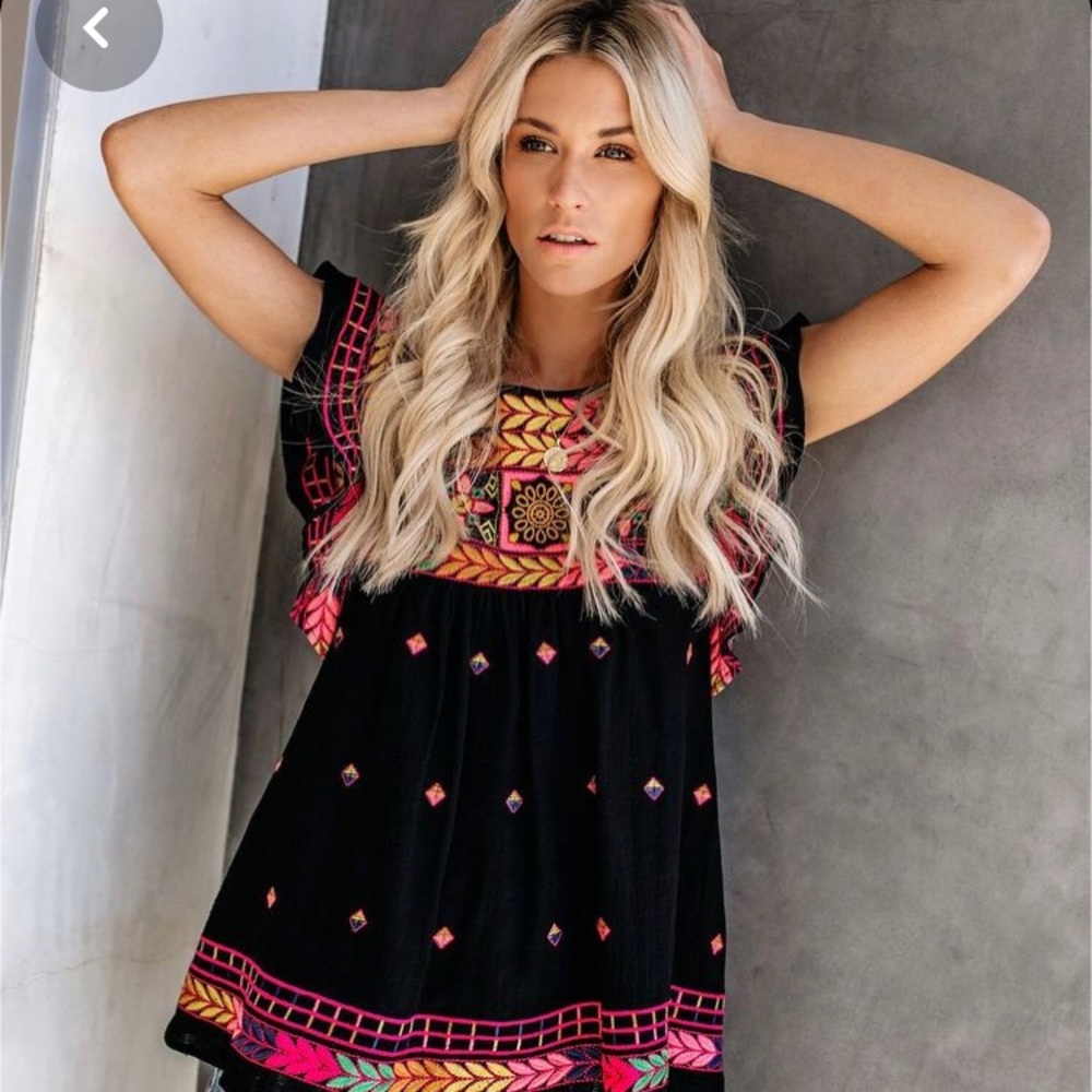 Vici Embroidered Multi Colored Top